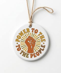 power to the people retro fist ceramic circle ornament social justice activist decor 1