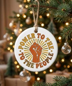 power to the people retro fist ceramic circle ornament social justice activist decor 2