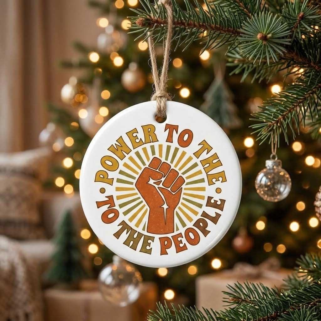 Power To The People Retro Fist Ceramic Circle Ornament Social Justice Activist Decor - Design Preview