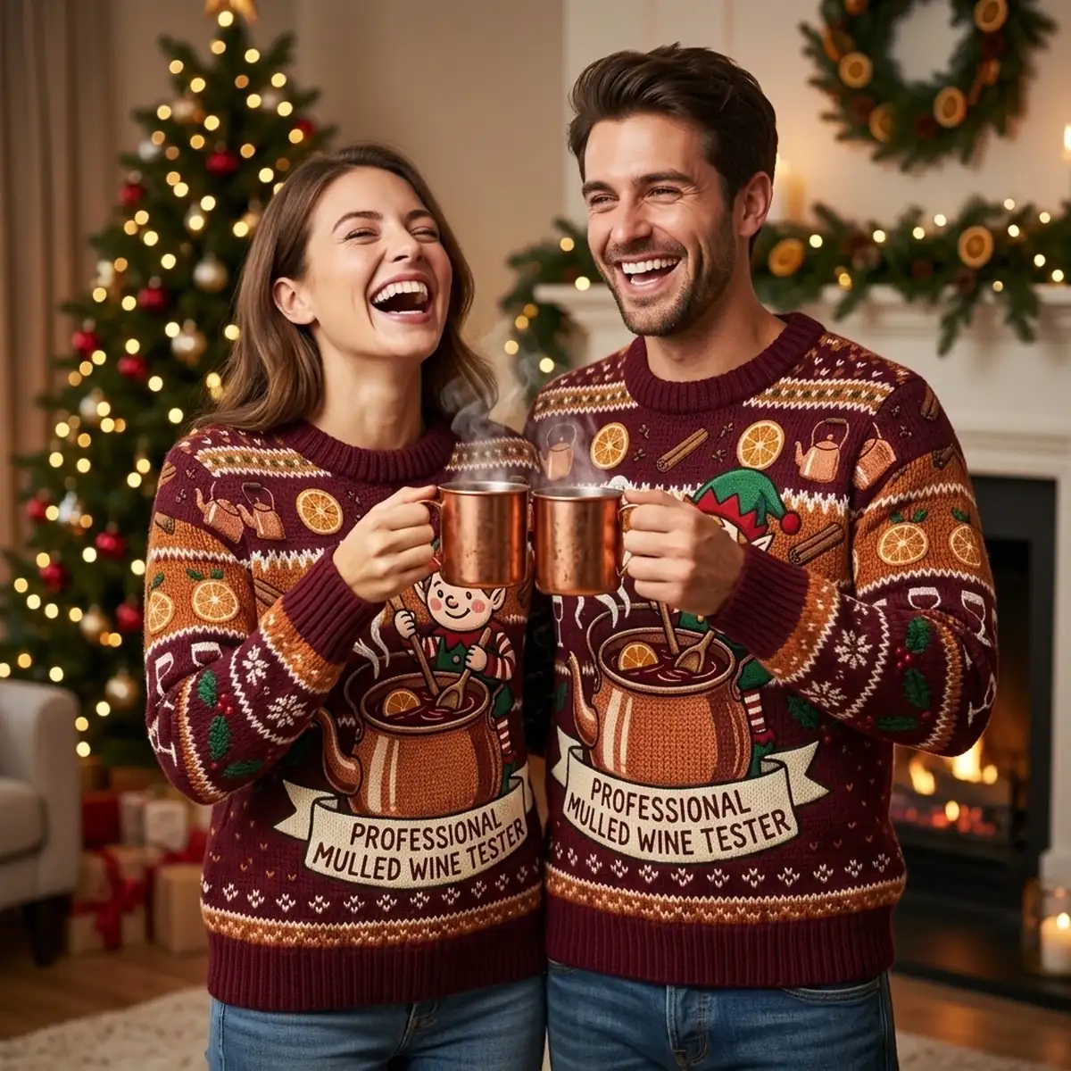 Professional Mulled Wine Quality Control Tester Elf Ugly Christmas Sweater - Design Preview