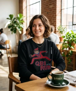 qb1 on the run black sweatshirt artisan cafe