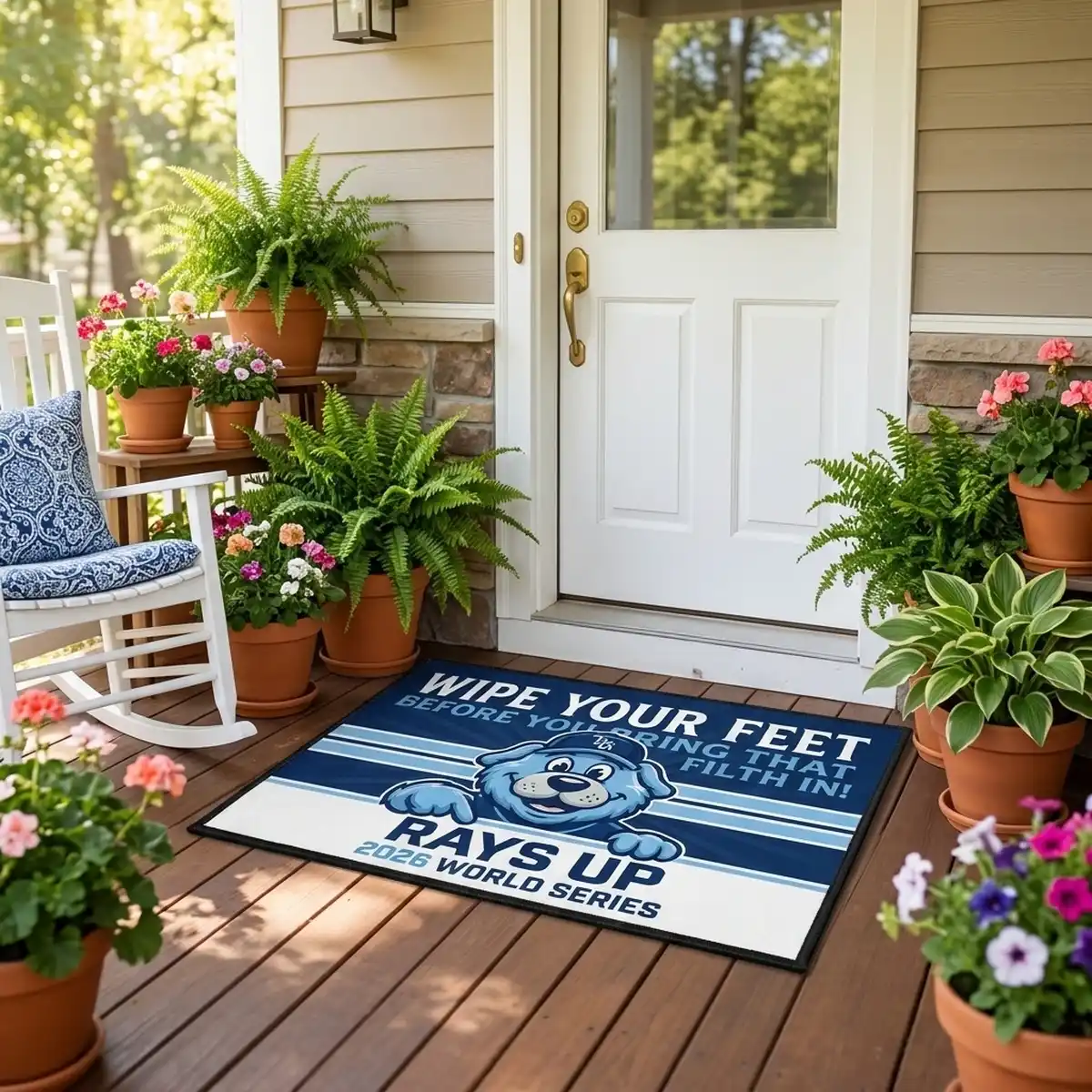 raymond mascot wipe your feet tampa bay rays 2026 doormat mockup 2 Raymond Mascot Wipe Your Feet Tampa Bay Rays 2026 Doormat - Front View Main Mockup