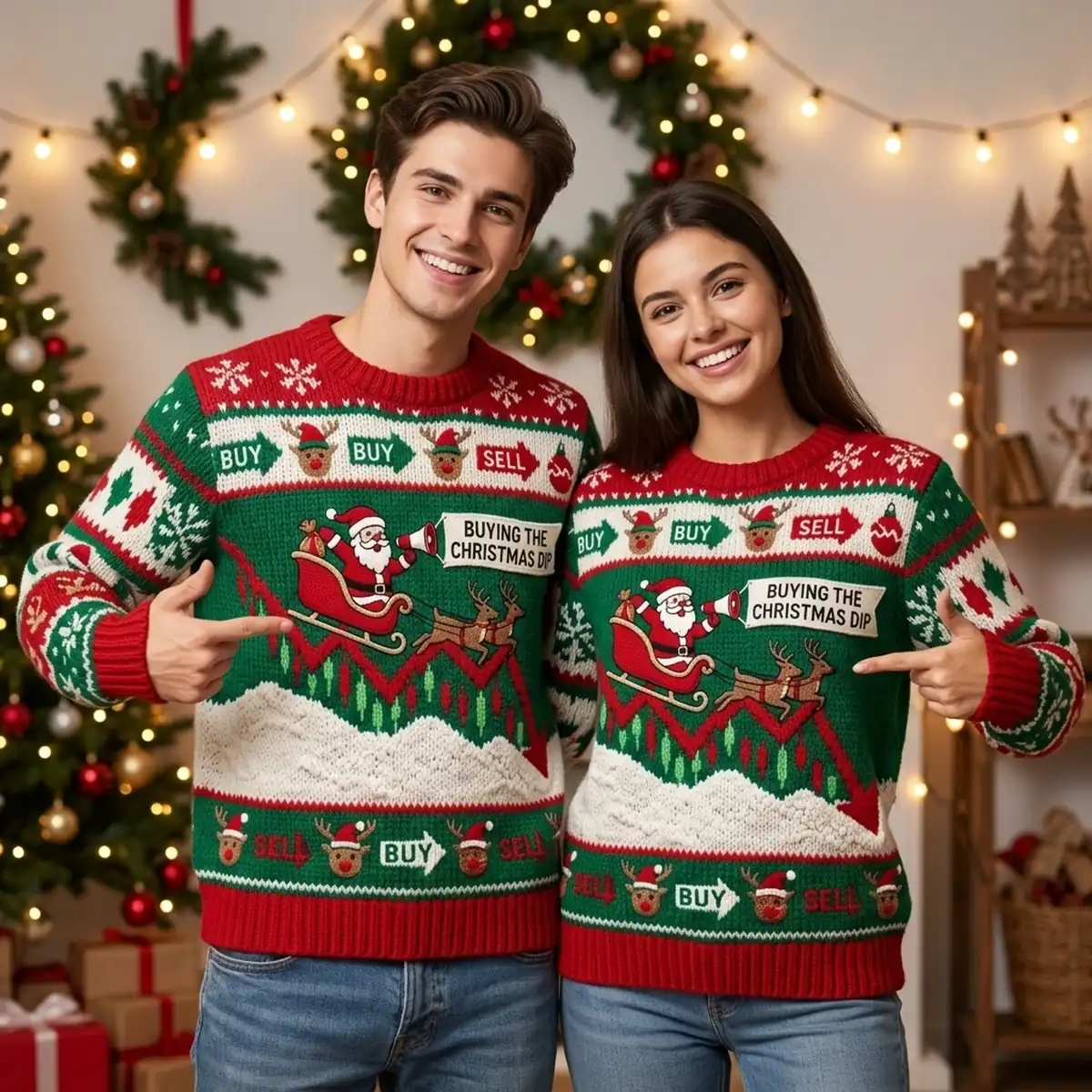 Reindeer Sleigh Stock Chart Buying The Christmas Dip Ugly Christmas Sweater - Design Preview