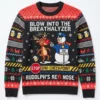 reindeer walk of shame rudolph red nose dwi ugly christmas sweater 1