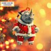 rhino red christmas costume safari wildlife holiday hanging tree ornament 1