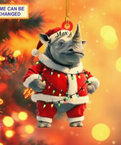 rhino red christmas costume safari wildlife holiday hanging tree ornament 1