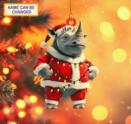 rhino red christmas costume safari wildlife holiday hanging tree ornament 1