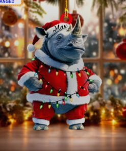 rhino red christmas costume safari wildlife holiday hanging tree ornament 3
