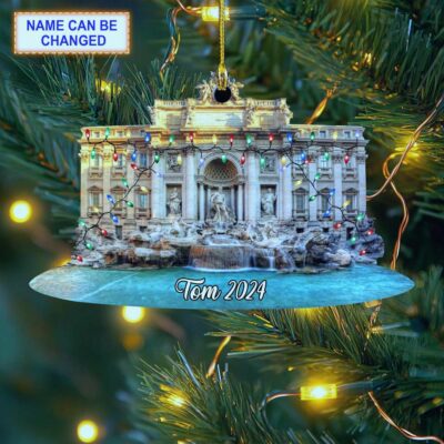 rome trevi fountain christmas lights italian travel holiday tree ornament 1