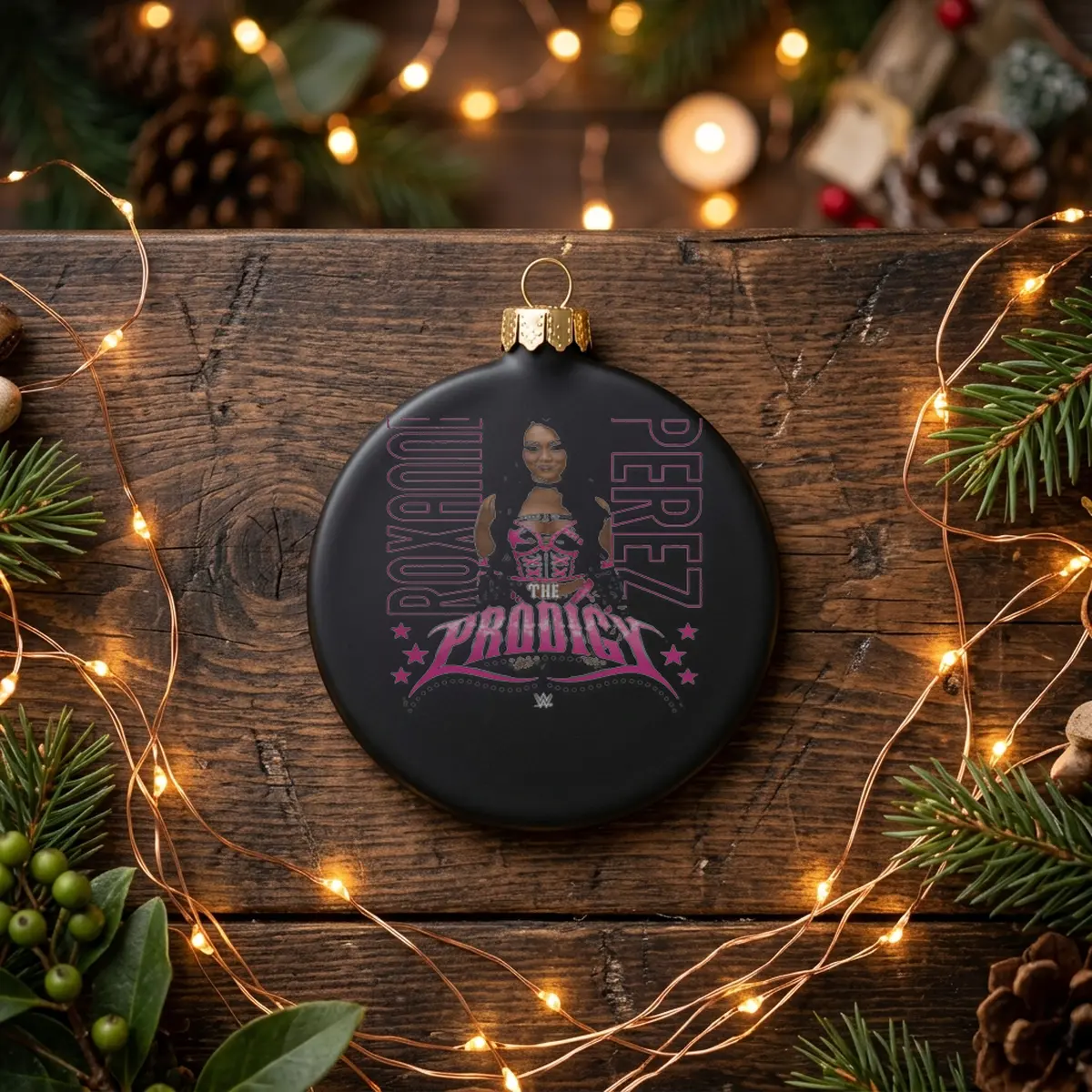 roxanne perez wwe vertical prodigy wht black ornament Roxanne Perez WWE Vertical Prodigy WHT Shirt - Close-up Graphic Detail Mockup