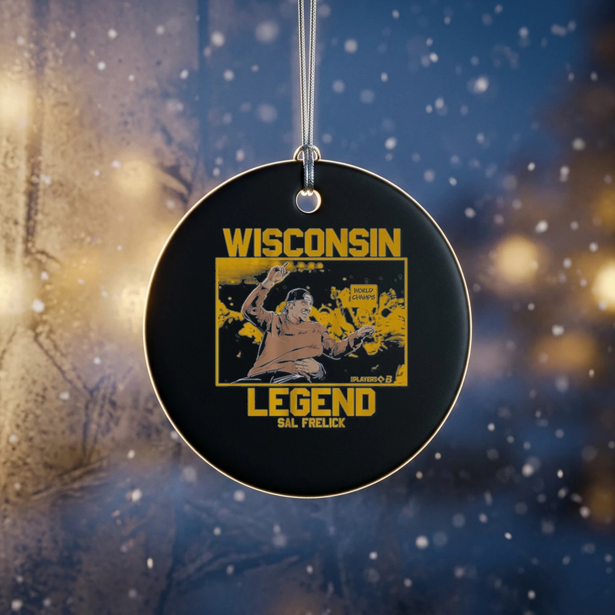 sal frelick wisconsin legend ornament Sal Frelick Wisconsin Legend T-Shirt - Back or Alternative Angle Mockup