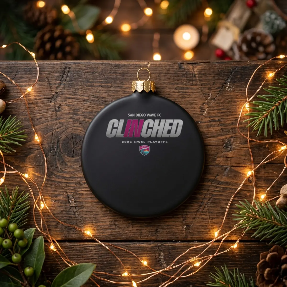 san diego wave fc clinched 2026 playoffs wht black ornament san diego wave fc clinched 2026 playoffs wht black ornament