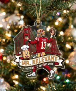 San Francisco 49ers Brock Purdy Mr Relevant Faithful 2026 Custom Acrylic Ornament - Front View Main Mockup