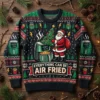Santa Air Frying The Entire Christmas Tree Holiday Ugly Christmas Sweater - Front View Main Mockup
