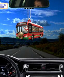 santa claus driving city transit bus holiday tree hanging decor ornament 3