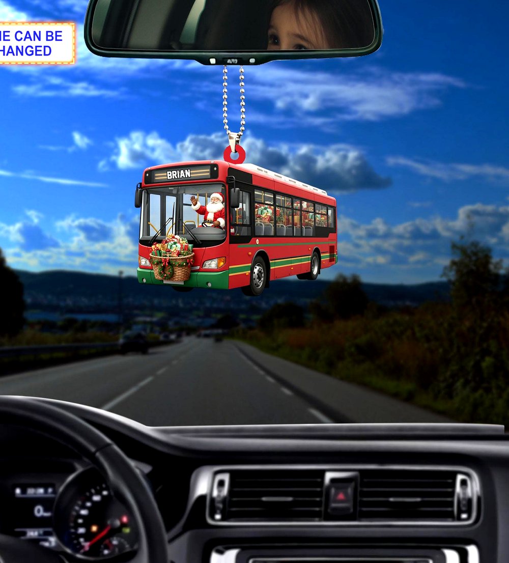 santa claus driving city transit bus holiday tree hanging decor ornament 3 santa claus driving city transit bus holiday tree hanging decor ornament 3