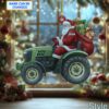 santa claus driving farm tractor agrimotor rustic christmas tree ornament 1