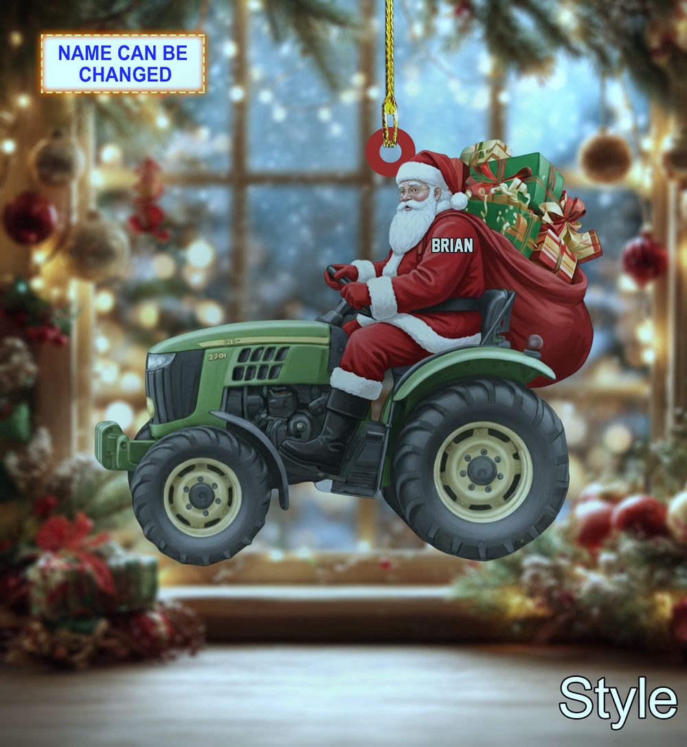 santa claus driving farm tractor agrimotor rustic christmas tree ornament 1 santa claus driving farm tractor agrimotor rustic christmas tree ornament 1
