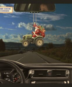 santa claus driving farm tractor agrimotor rustic christmas tree ornament 3