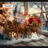 santa claus driving horse drawn carriage festive christmas tree ornament 1