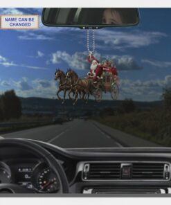 santa claus driving horse drawn carriage festive christmas tree ornament 2