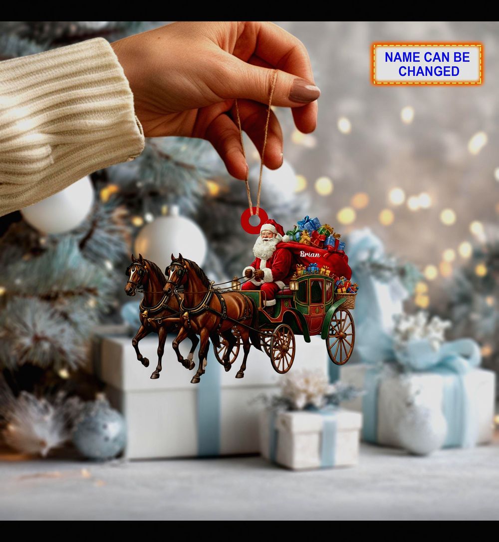 santa claus driving horse drawn carriage festive christmas tree ornament 3 santa claus driving horse drawn carriage festive christmas tree ornament 3