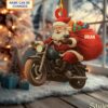 santa claus riding cruiser motorcycle biker christmas tree ornament 1