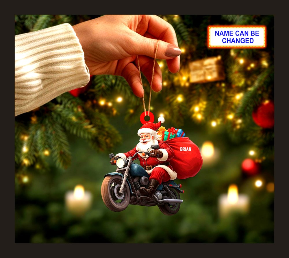 santa claus riding cruiser motorcycle biker christmas tree ornament 3 santa claus riding cruiser motorcycle biker christmas tree ornament 3