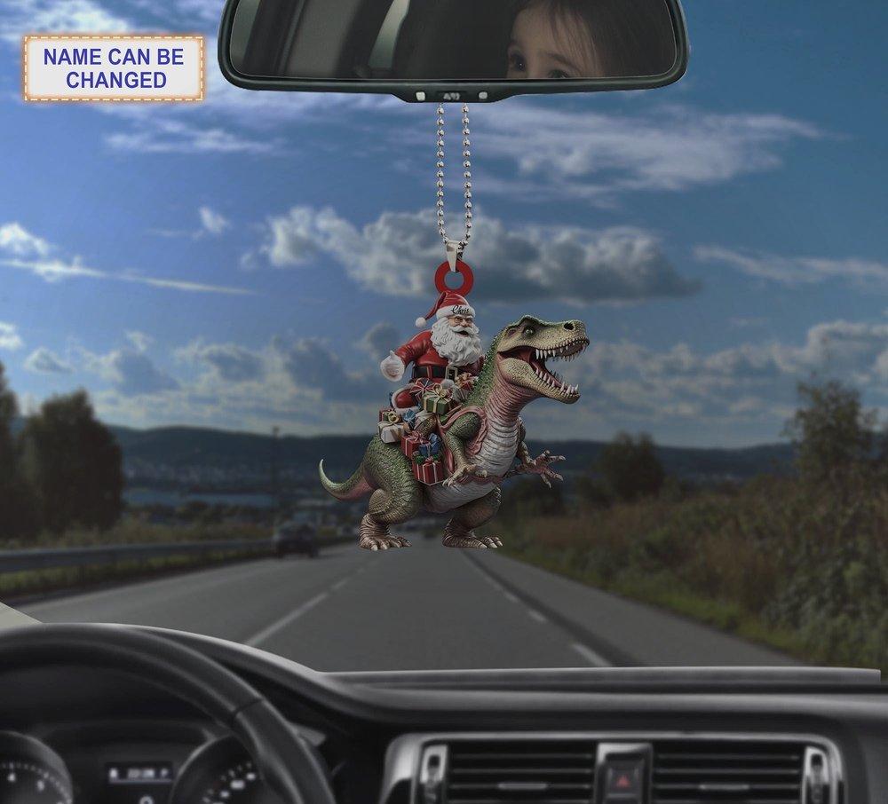 santa claus riding t rex dinosaur funny kids christmas tree ornament 3 santa claus riding t rex dinosaur funny kids christmas tree ornament 3
