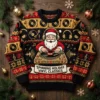 Santa DJ Spinning Holiday Vinyl Classics Turntable Ugly Christmas Sweater - Front View Main Mockup