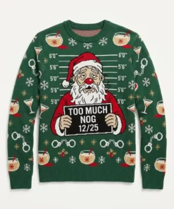 santa drunk tank christmas morning mugshot ugly christmas sweater 1
