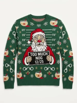 santa drunk tank christmas morning mugshot ugly christmas sweater 1
