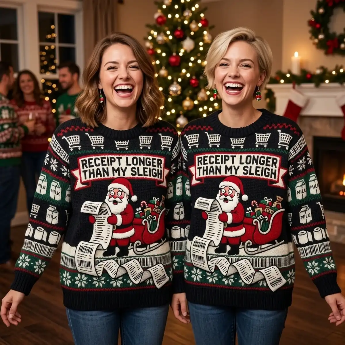 Santa Grocery Store Receipt Longer Than Sleigh Ugly Christmas Sweater - Design Preview