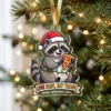 Sarcastic Raccoon Live Fast Eat Trash Merry Christmas 2026 Custom Acrylic Ornament - Front View Main Mockup