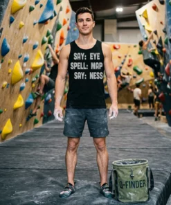 say eye spell map say ness black tanktop bouldering gym