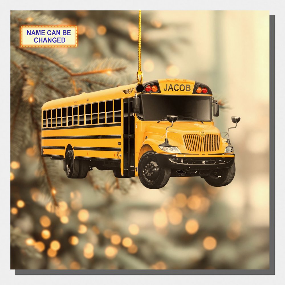 School Bus Driver Transportation Keepsake Christmas Tree Hanging Ornament - Design Preview