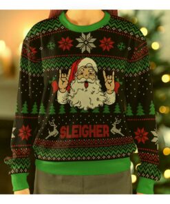 sleigher heavy metal hail santa ugly christmas sweatshirt 2