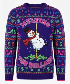 snowman stripper melting on the brass pole ugly christmas sweater 1