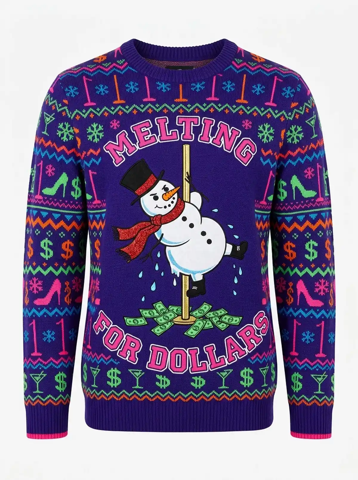 snowman stripper melting on the brass pole ugly christmas sweater 1 snowman stripper melting on the brass pole ugly christmas sweater 1