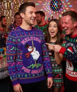 snowman stripper melting on the brass pole ugly christmas sweater 3