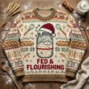 Sourdough Starter Fed And Flourishing Baker Holiday Ugly Christmas Sweater - Front View Main Mockup