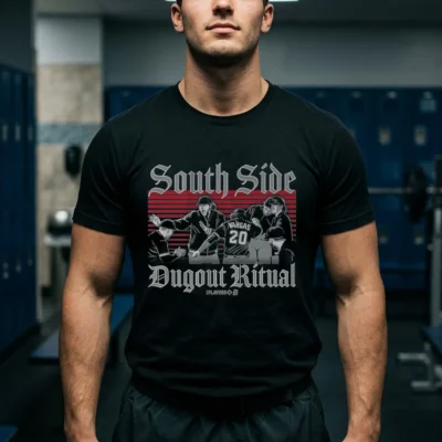 south side baseball dugout dance ritual tshirt black male3