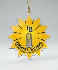 St Petersburg Sunshine Sunburst 2026 World Series Champions Rays Acrylic Ornament - Front View Main Mockup