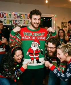 still wearing the hat santa walk of shame adult humor christmas sweater