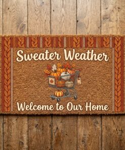 sweater weather aldi fan autumn porch welcome doormat fall decor entryway mat 1