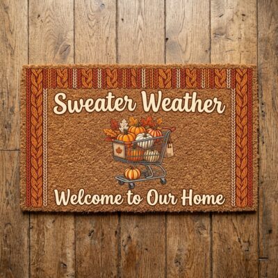 sweater weather aldi fan autumn porch welcome doormat fall decor entryway mat 1