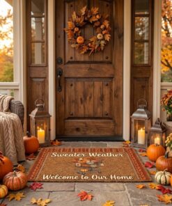 sweater weather aldi fan autumn porch welcome doormat fall decor entryway mat 2