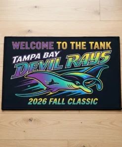 Tampa Bay Devil Rays 90s Retro Gradient Manta Ray Welcome Doormat - Lifestyle Model Mockup