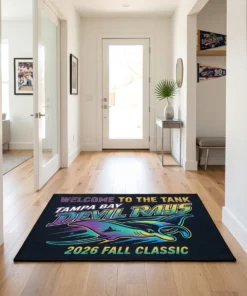 Tampa Bay Devil Rays 90s Retro Gradient Manta Ray Welcome Doormat - Front View Main Mockup