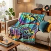 Tampa Bay Devil Rays 90s Retro Rainbow Gradient Manta Heritage Blanket - Front View Main Mockup